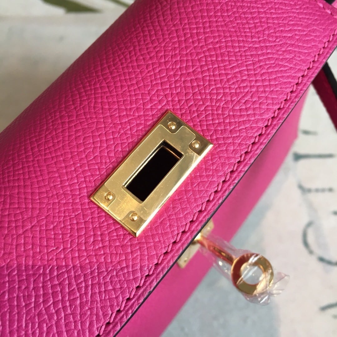1:1 Replica Hermes Mini Kelly Pink For Women Gold Toned Hardware 7.5in/19cm - Image 5