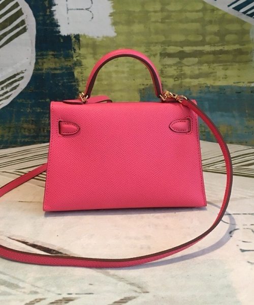 1:1 Replica Hermes Mini Kelly Pink For Women Gold Toned Hardware 7.5in/19cm