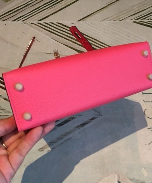 1:1 Replica Hermes Mini Kelly Pink For Women Gold Toned Hardware 7.5in/19cm