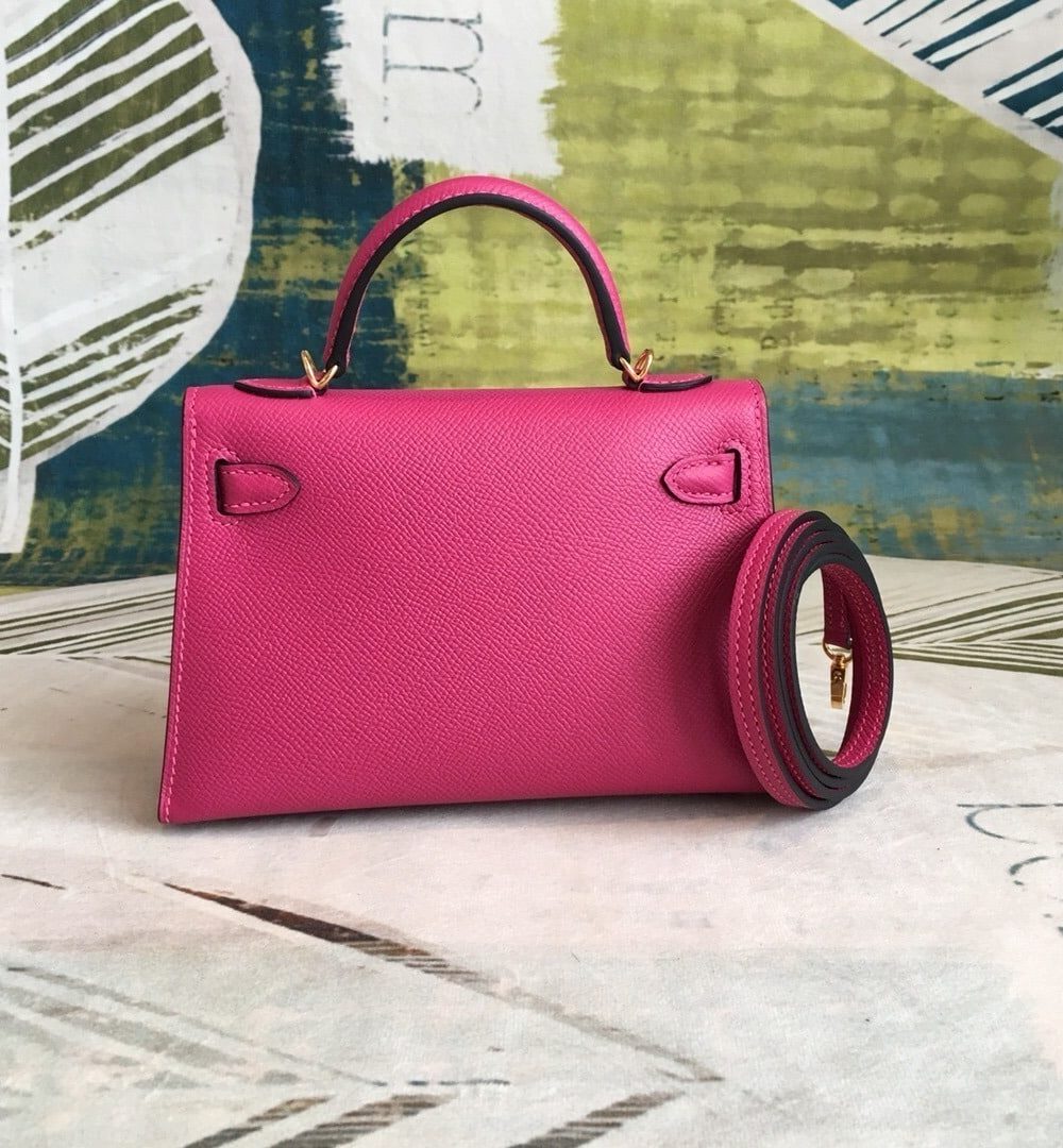 1:1 Replica Hermes Mini Kelly Pink For Women Gold Toned Hardware 7.5in/19cm