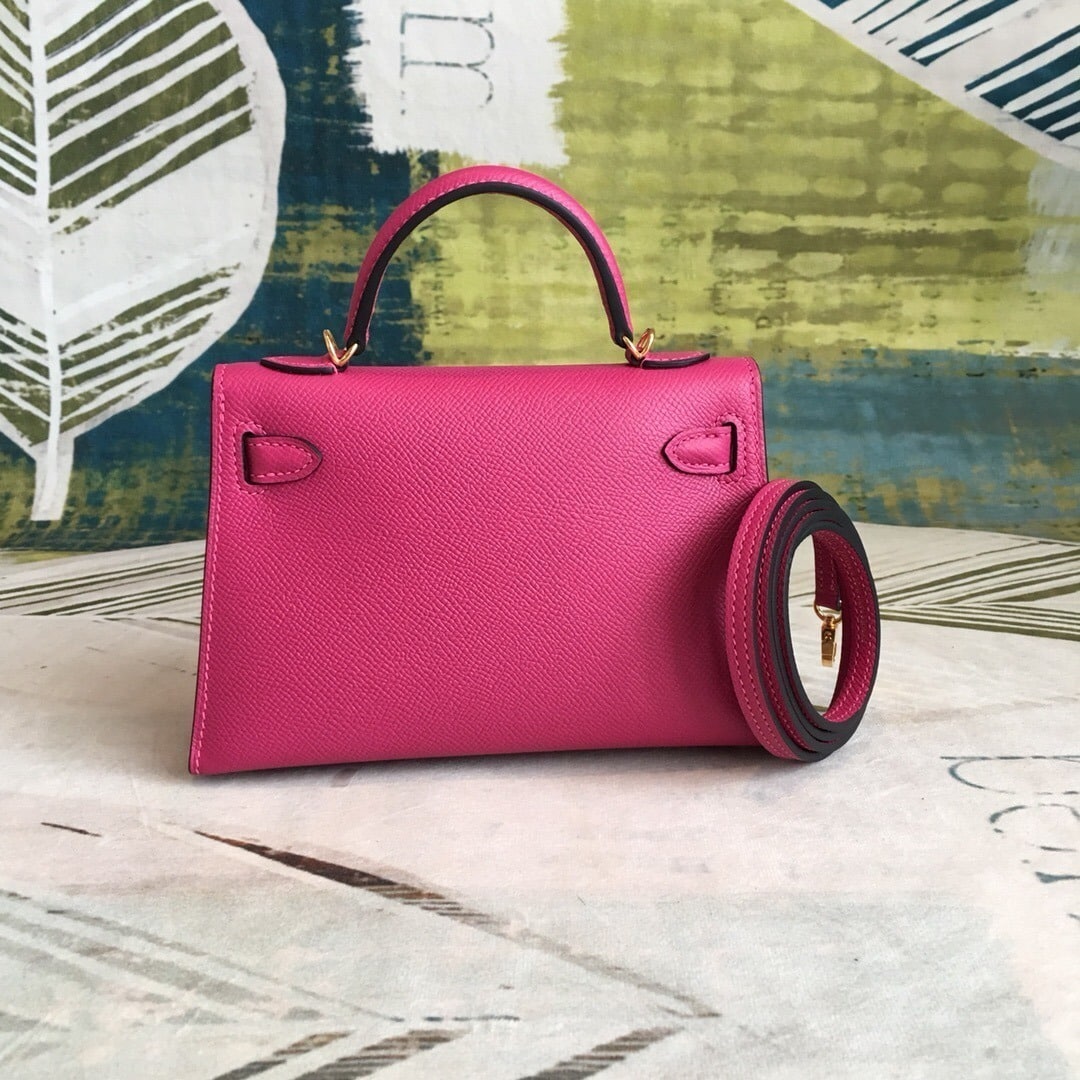 1:1 Replica Hermes Mini Kelly Pink For Women Gold Toned Hardware 7.5in/19cm - Image 2