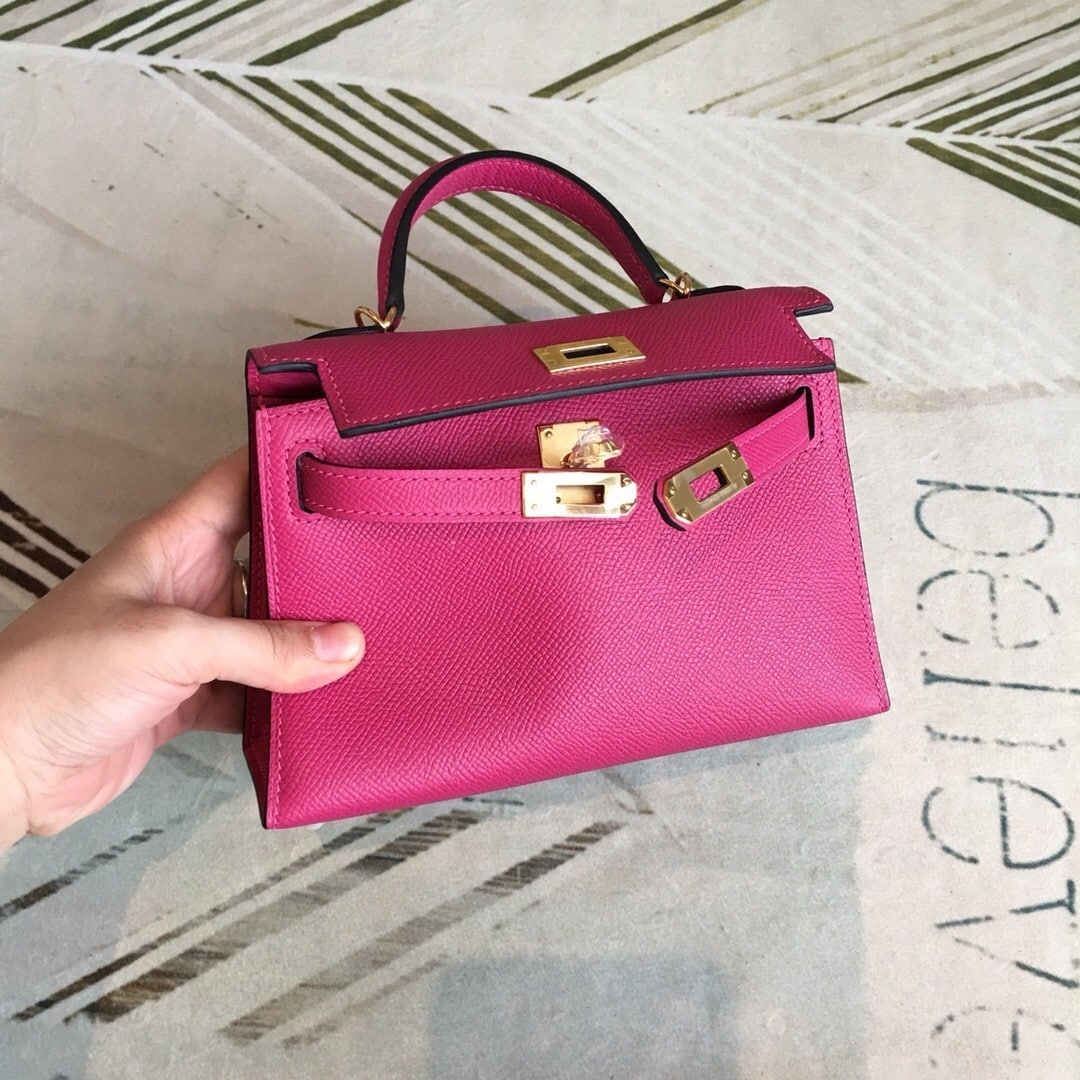 1:1 Replica Hermes Mini Kelly Pink For Women Gold Toned Hardware 7.5in/19cm - Image 8