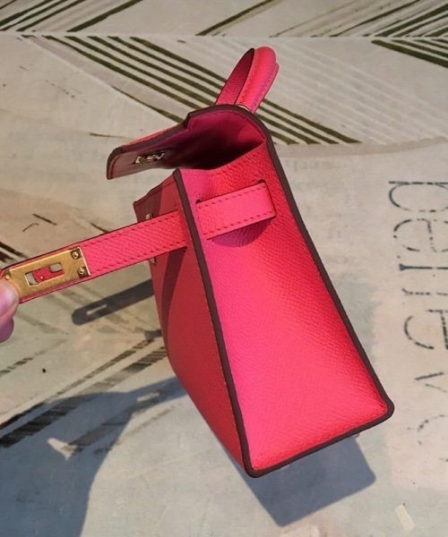 1:1 Replica Hermes Mini Kelly Pink For Women Gold Toned Hardware 7.5in/19cm