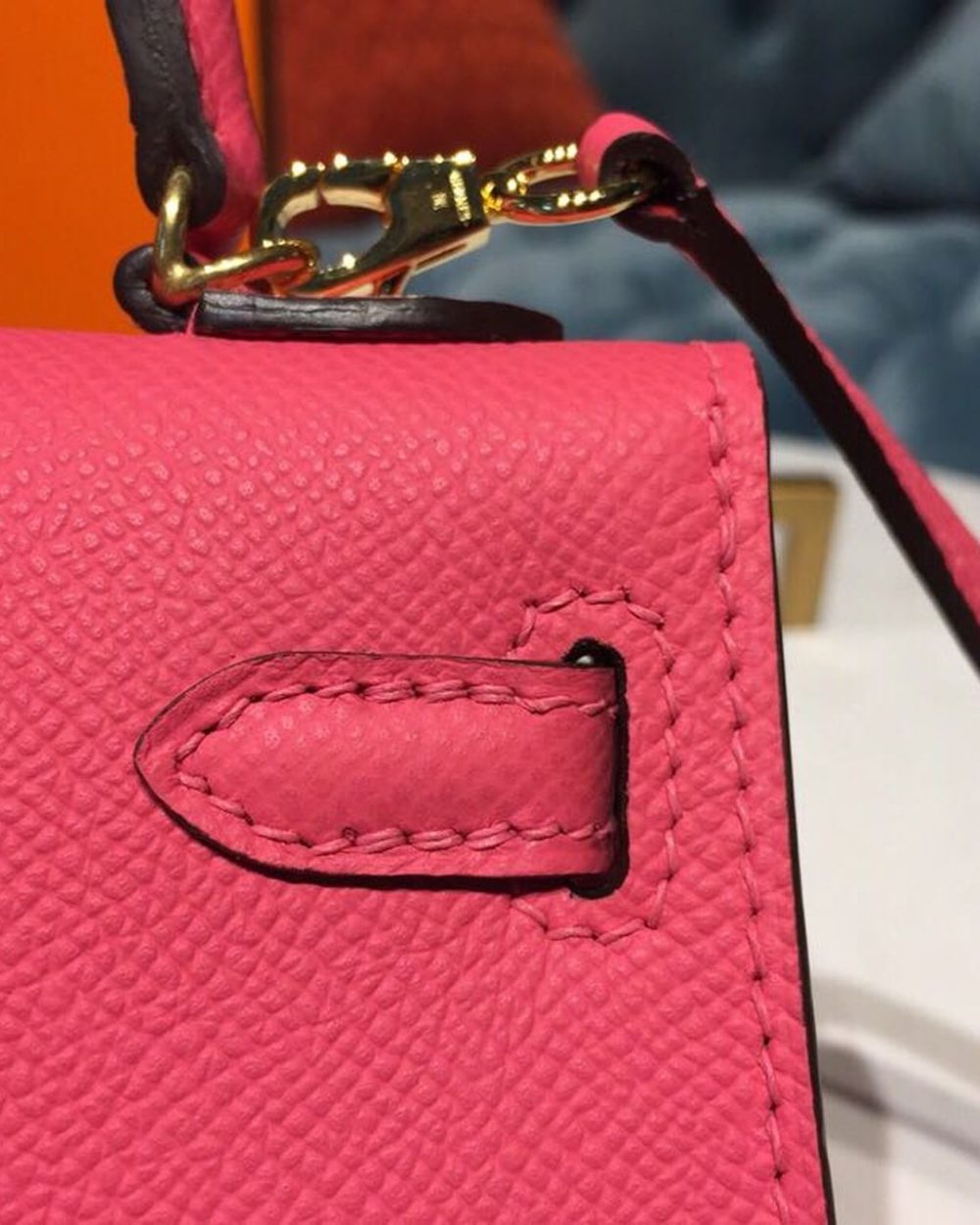 1:1 Replica Hermes Mini Kelly Rose Tyrien For Women Gold Toned Hardware 7.5in/19cm