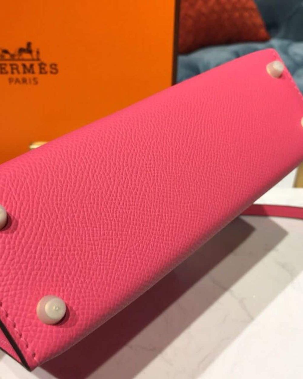 1:1 Replica Hermes Mini Kelly Rose Tyrien For Women Gold Toned Hardware 7.5in/19cm