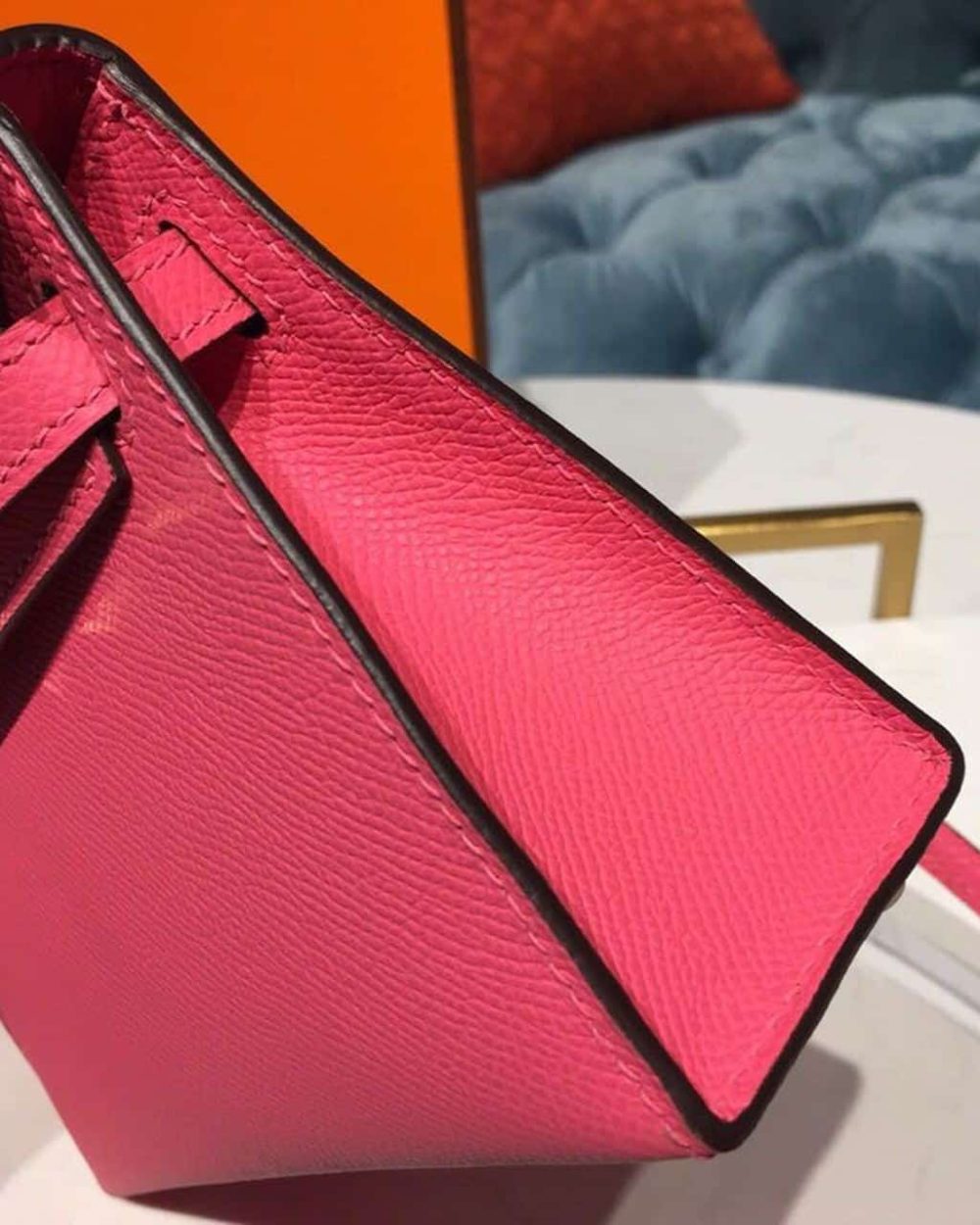 1:1 Replica Hermes Mini Kelly Rose Tyrien For Women Gold Toned Hardware 7.5in/19cm