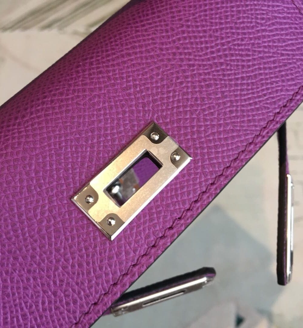 1:1 Replica Hermes Mini Kelly Violet For Women Silver Toned Hardware 7.5in/19cm