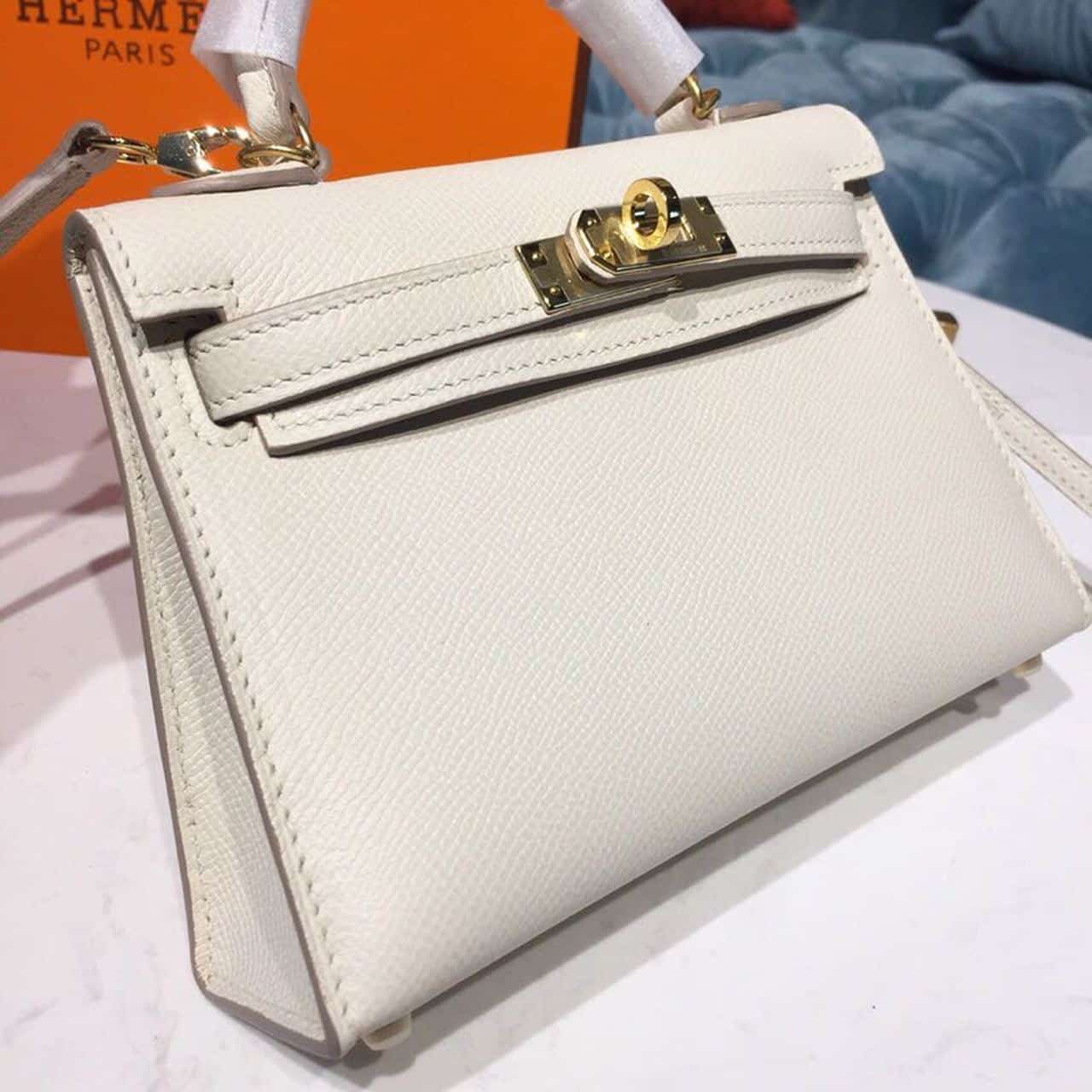 1:1 Replica Hermes Mini Kelly White For Women Gold Toned Hardware 7.5in/19cm - Image 4