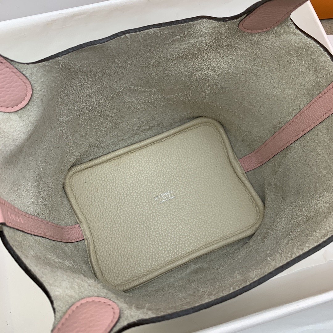 1:1 Replica Hermes Picotin Lock 18 Bag Beige/Pink With Silver-Toned Hardware For Women, Women's Handbags 7.1in/18cm - Image 2