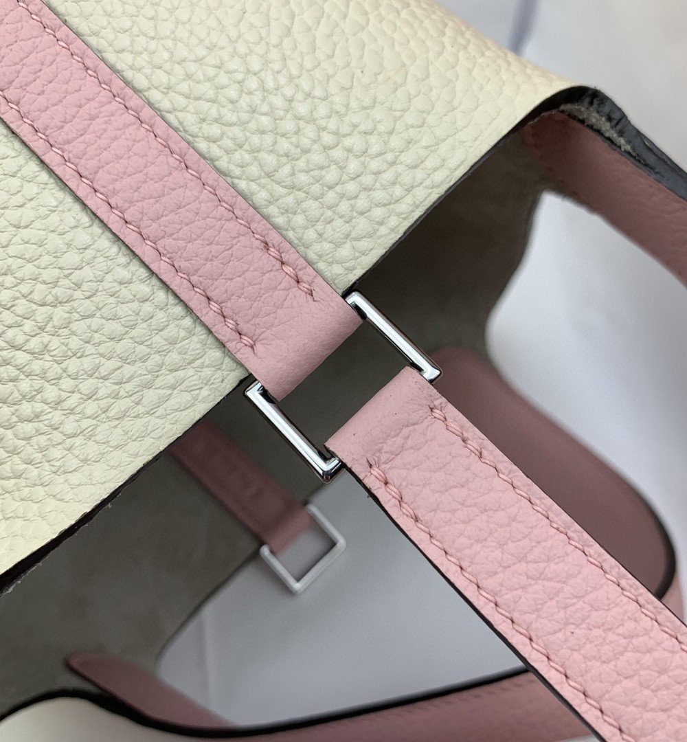 1:1 Replica Hermes Picotin Lock 18 Bag Beige/Pink With Silver-Toned Hardware For Women, Women's Handbags 7.1in/18cm