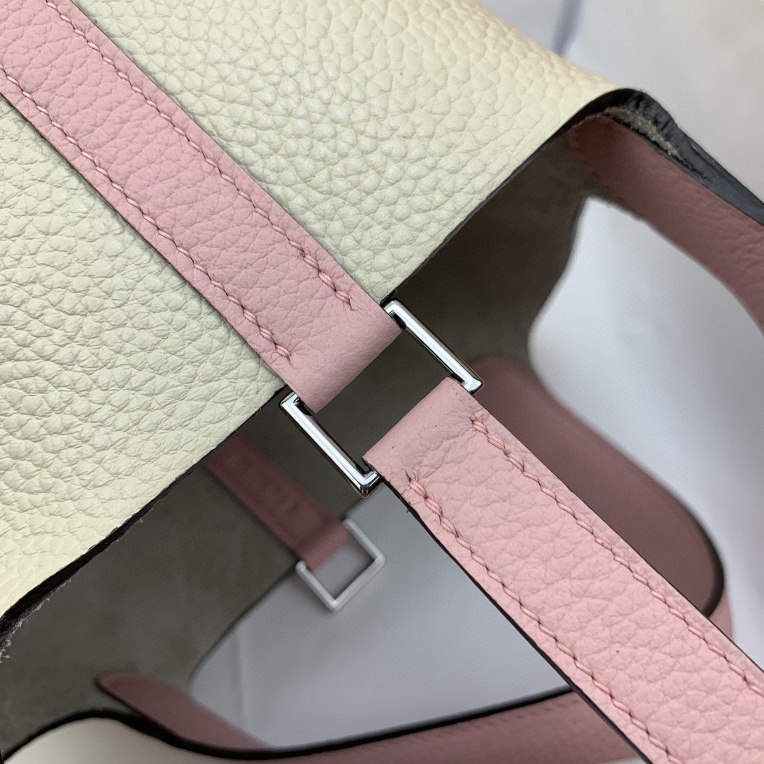 1:1 Replica Hermes Picotin Lock 18 Bag Beige/Pink With Silver-Toned Hardware For Women, Women's Handbags 7.1in/18cm - Image 8