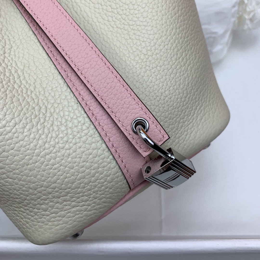 1:1 Replica Hermes Picotin Lock 18 Bag Beige/Pink With Silver-Toned Hardware For Women, Women's Handbags 7.1in/18cm - Image 4