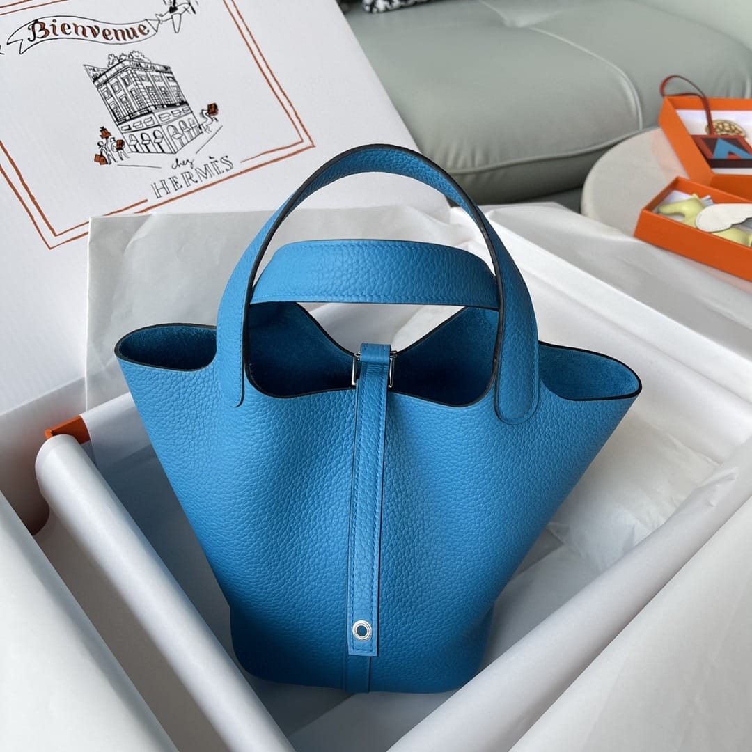 1:1 Replica Hermes Picotin Lock 18 Bag Blue For Women, Women's Handbags 7.1in/18cm - Image 7