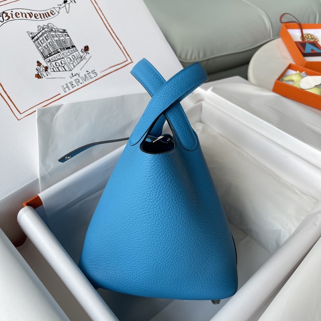 1:1 Replica Hermes Picotin Lock 18 Bag Blue For Women, Women's Handbags 7.1in/18cm - Image 6