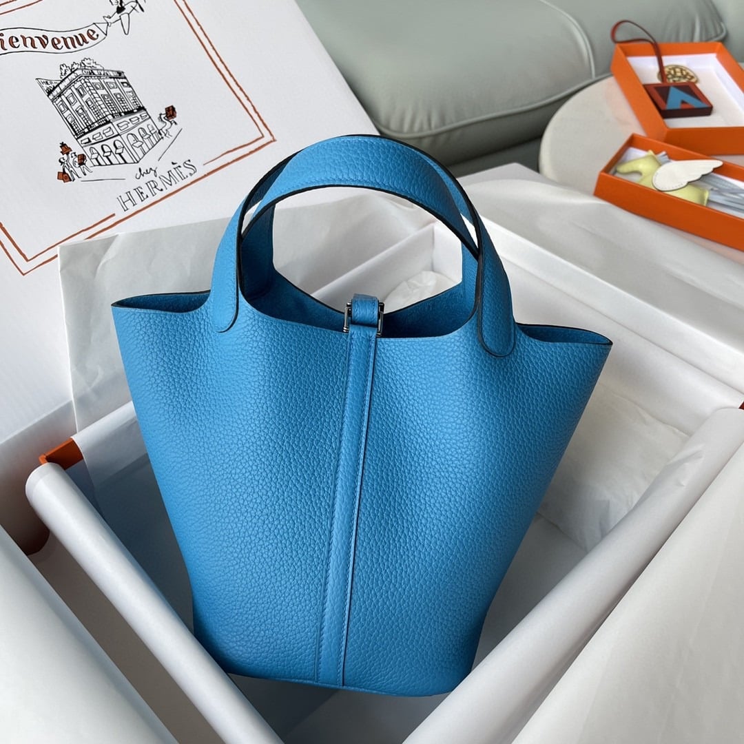1:1 Replica Hermes Picotin Lock 18 Bag Blue For Women, Women's Handbags 7.1in/18cm - Image 8