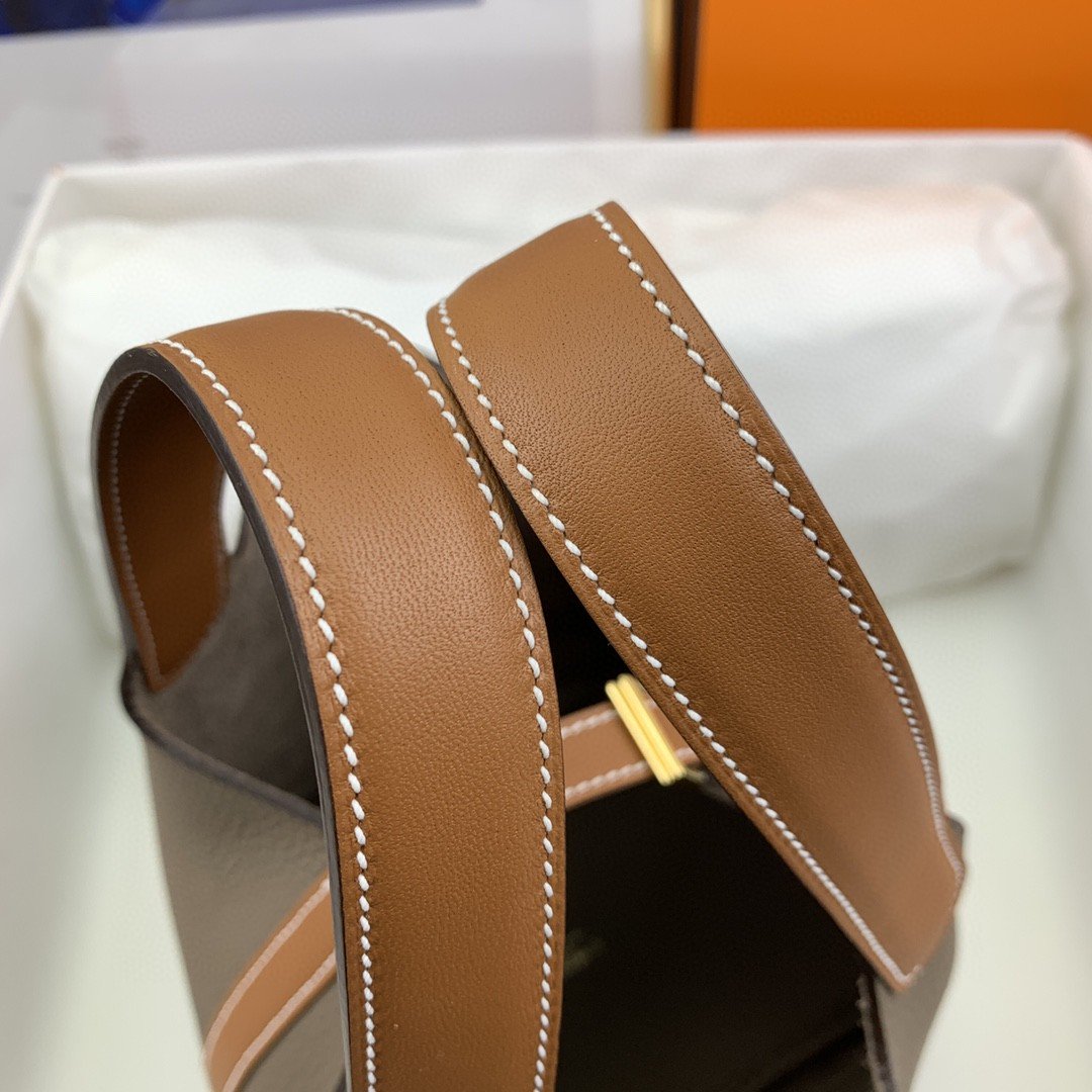 1:1 Replica Hermes Picotin Lock 18 Bag Etoupe/Brown With Gold-Toned Hardware For Women, Women's Handbags 7.1in/18cm - Image 5