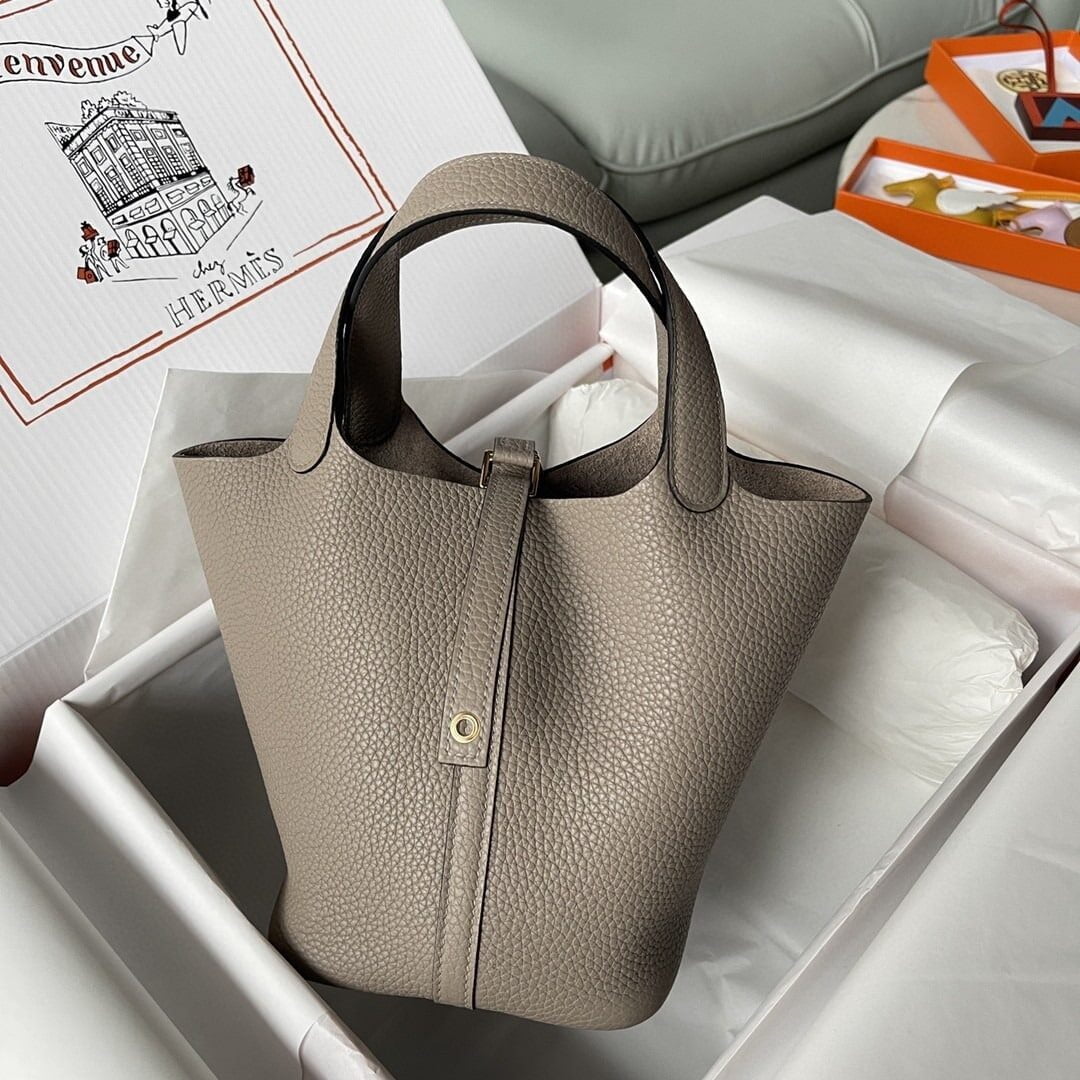 1:1 Replica Hermes Picotin Lock 18 Bag Greige For Women, Women's Handbags 7.1in/18cm