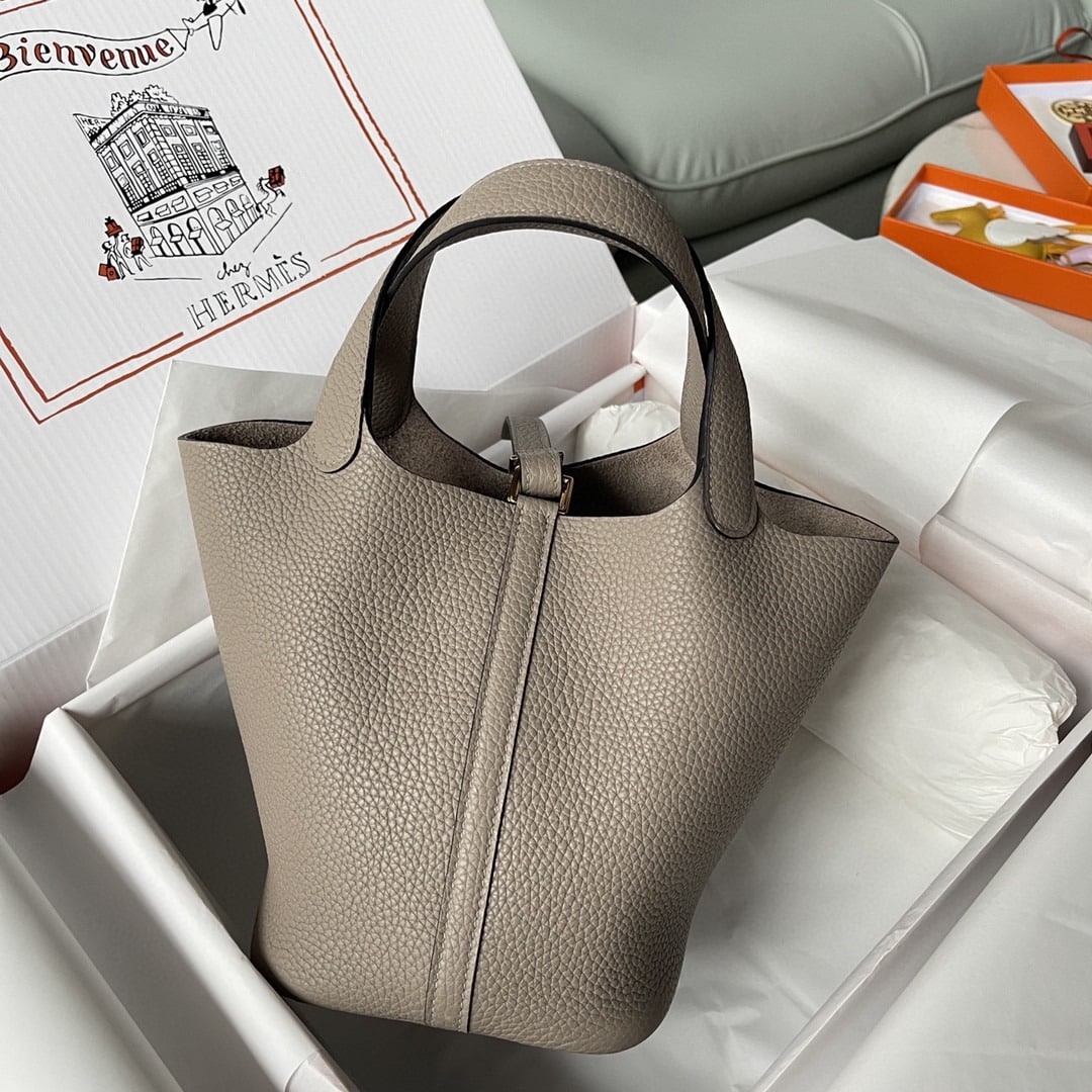 1:1 Replica Hermes Picotin Lock 18 Bag Greige For Women, Women's Handbags 7.1in/18cm - Image 8