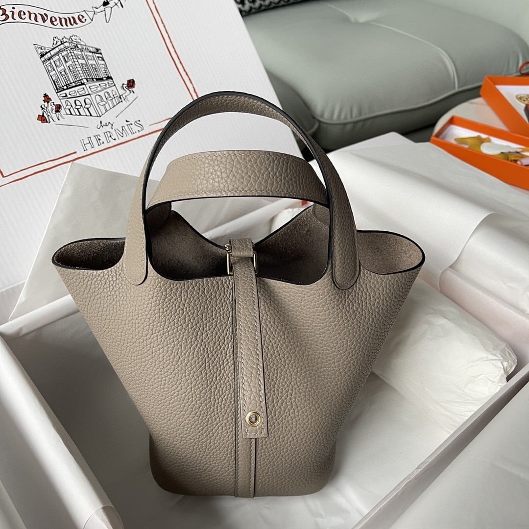 1:1 Replica Hermes Picotin Lock 18 Bag Greige For Women, Women's Handbags 7.1in/18cm - Image 5