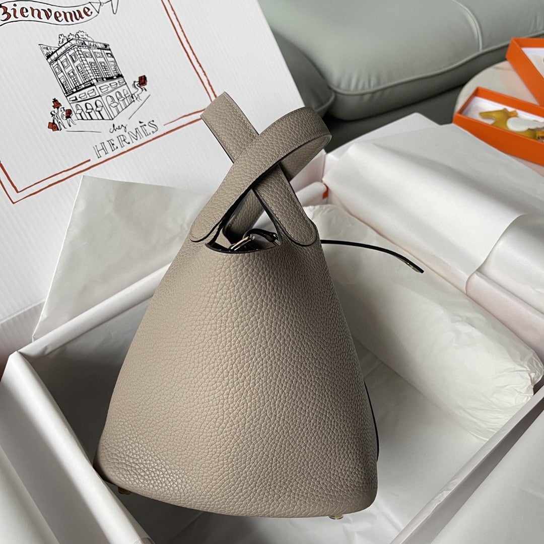 1:1 Replica Hermes Picotin Lock 18 Bag Greige For Women, Women's Handbags 7.1in/18cm - Image 7