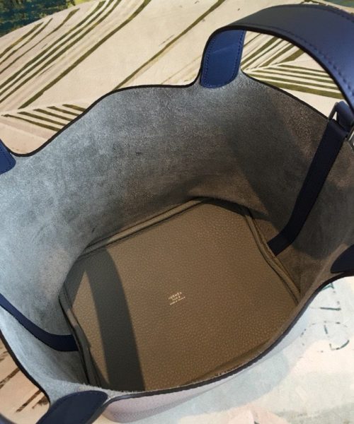 1:1 Replica Hermes Picotin Lock 18 Bag Grey/Navy Blue With Silver-Toned Hardware For Women, Women's Handbags 7.1in/18cm