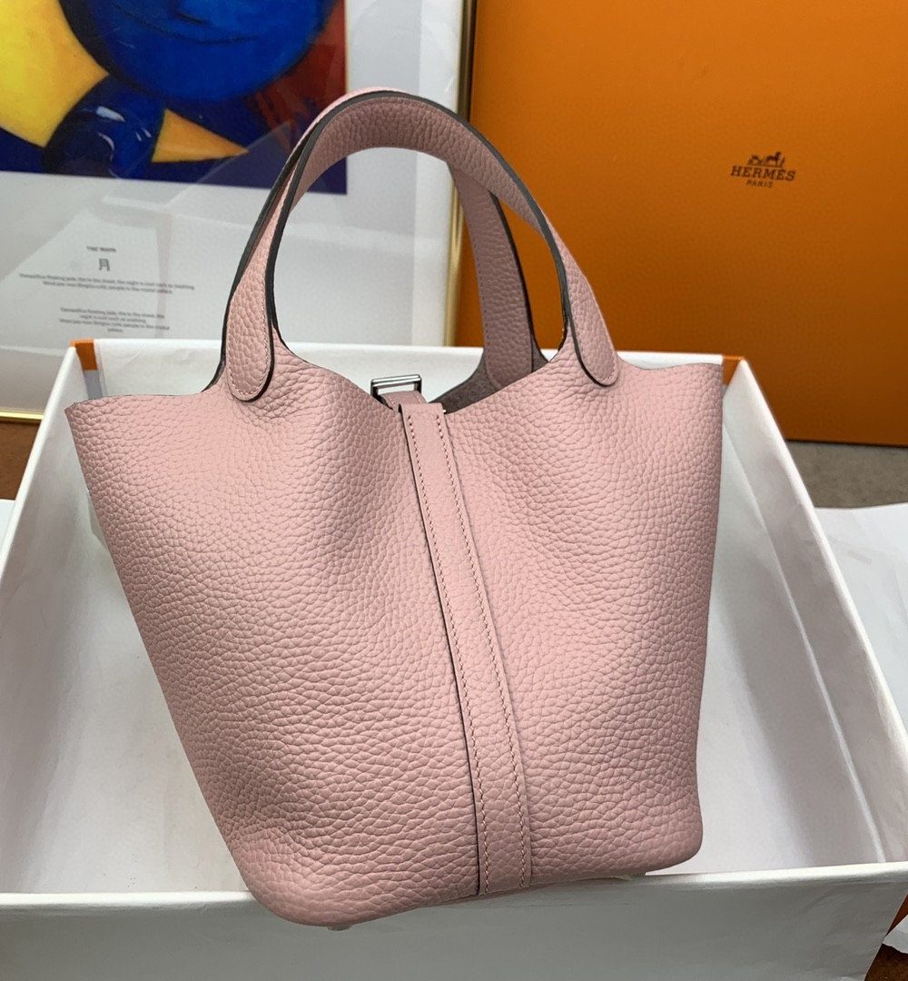 1:1 Replica Hermes Picotin Lock 18 Bag Light Pink With Silver-Toned Hardware For Women, Women's Handbags 7.1in/18cm