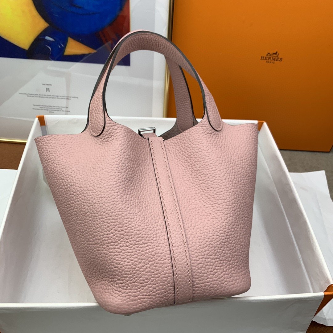 1:1 Replica Hermes Picotin Lock 18 Bag Light Pink With Silver-Toned Hardware For Women, Women's Handbags 7.1in/18cm - Image 2