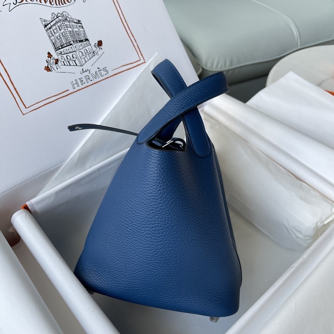 1:1 Replica Hermes Picotin Lock 18 Bag Navy Blue For Women, Women's Handbags 7.1in/18cm - Image 4