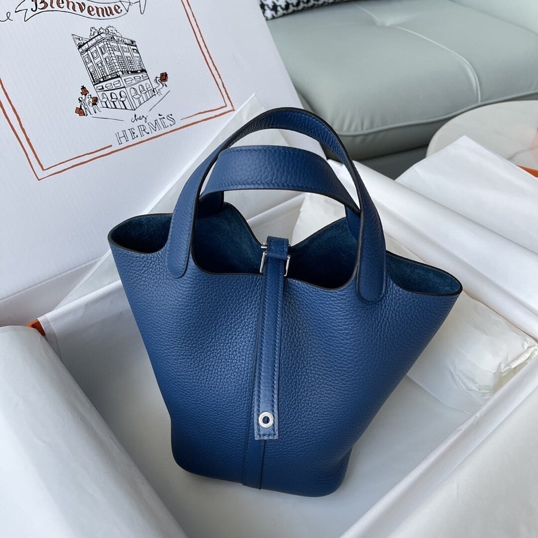 1:1 Replica Hermes Picotin Lock 18 Bag Navy Blue For Women, Women's Handbags 7.1in/18cm