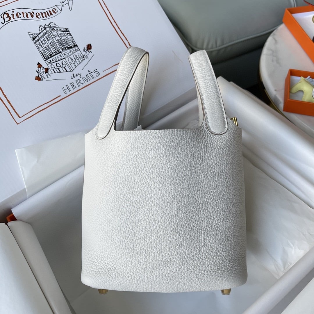 1:1 Replica Hermes Picotin Lock 18 Bag White For Women, Women's Handbags 7.1in/18cm - Image 6