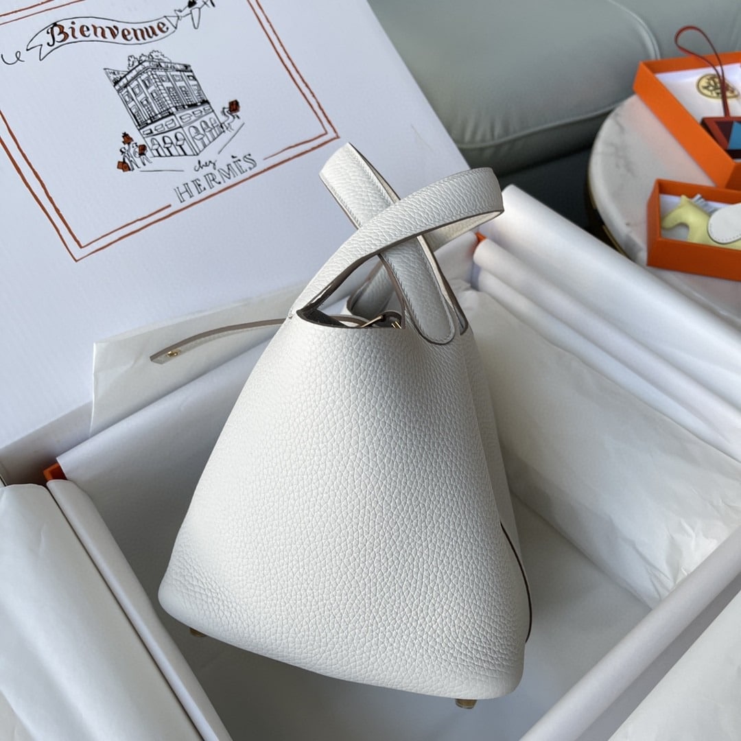 1:1 Replica Hermes Picotin Lock 18 Bag White For Women, Women's Handbags 7.1in/18cm - Image 4