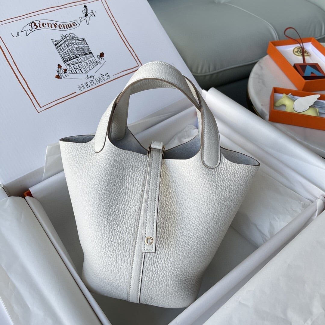 1:1 Replica Hermes Picotin Lock 18 Bag White For Women, Women's Handbags 7.1in/18cm