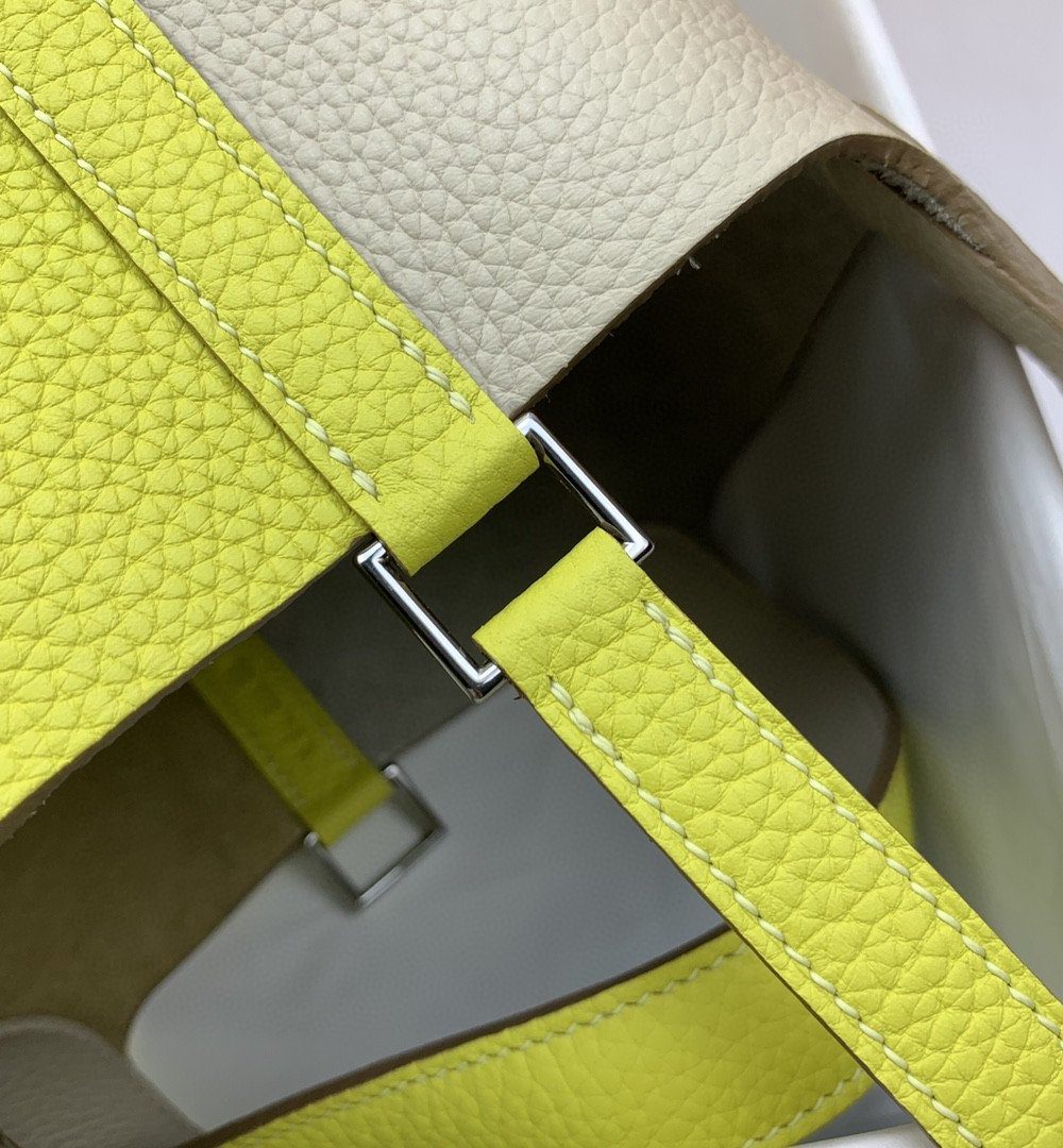 1:1 Replica Hermes Picotin Lock 18 Bag White/Yellow With Silver-Toned Hardware For Women, Women's Handbags 7.1in/18cm