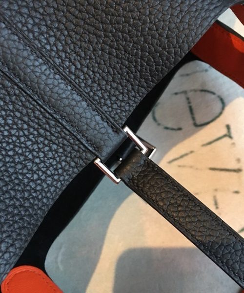 1:1 Replica Hermes Picotin Lock 18 Black Clemence Palladium Hardware For Women 7.5in/19cm