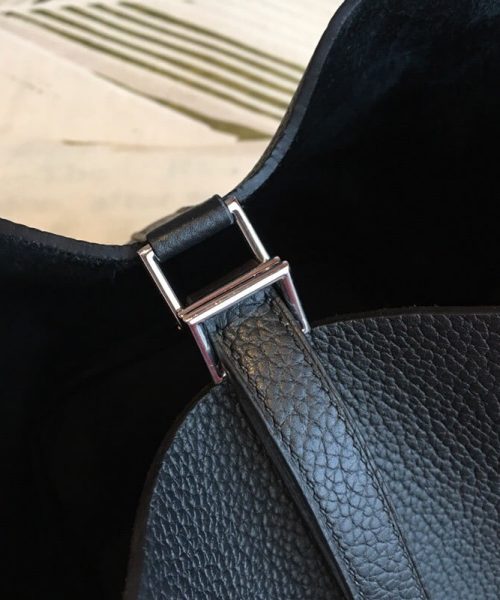 1:1 Replica Hermes Picotin Lock 18 Black Clemence Palladium Hardware For Women 7.5in/19cm