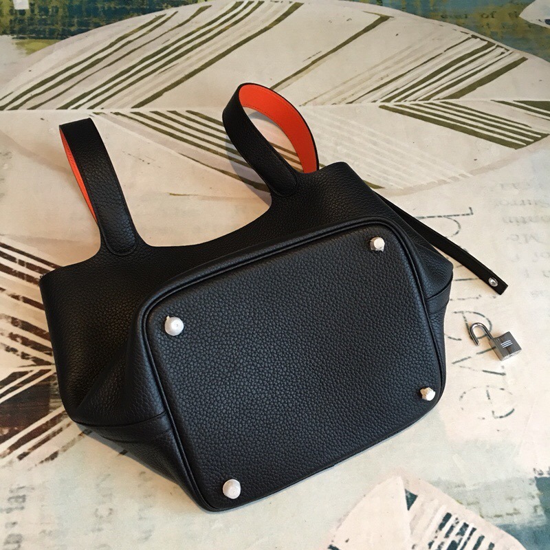 1:1 Replica Hermes Picotin Lock 18 Black Clemence Palladium Hardware For Women 7.5in/19cm - Image 2