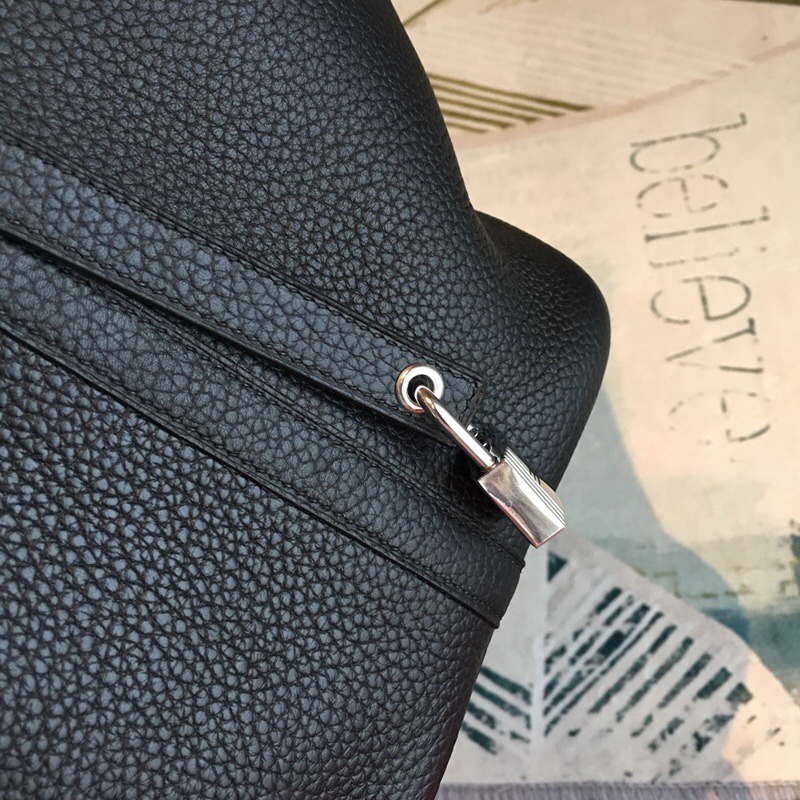 1:1 Replica Hermes Picotin Lock 18 Black Clemence Palladium Hardware For Women 7.5in/19cm - Image 3