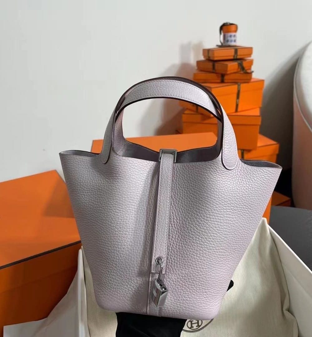 1:1 Replica Hermes Picotin Lock 18 Lime Clemence Yellow/Green/Red/Blue/Light Green/Light Purple/Pink For Women 19cm / 7.5in