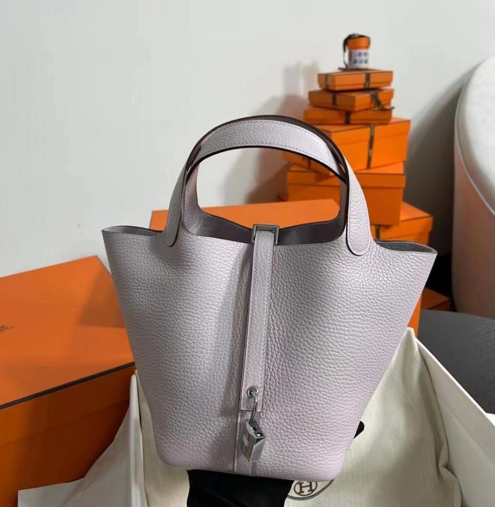 1:1 Replica Hermes Picotin Lock 18 Lime Clemence Yellow/Green/Red/Blue/Light Green/Light Purple/Pink For Women 19cm / 7.5in