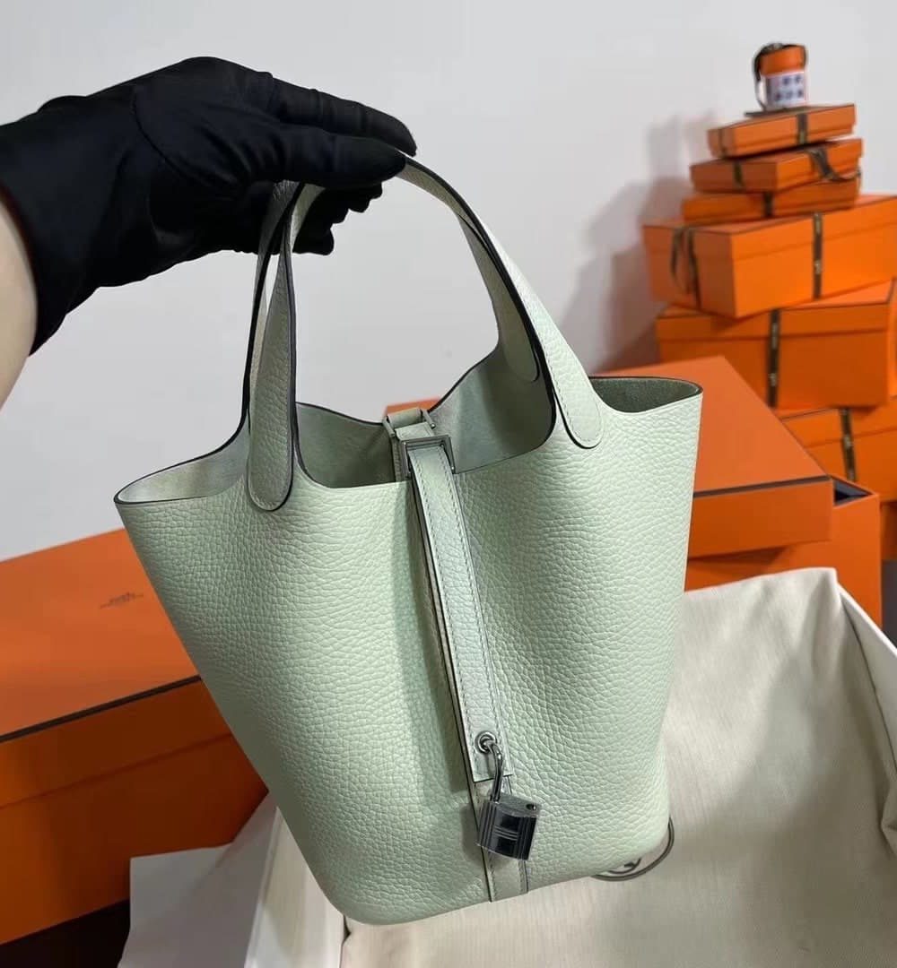 1:1 Replica Hermes Picotin Lock 18 Lime Clemence Yellow/Green/Red/Blue/Light Green/Light Purple/Pink For Women 19cm / 7.5in