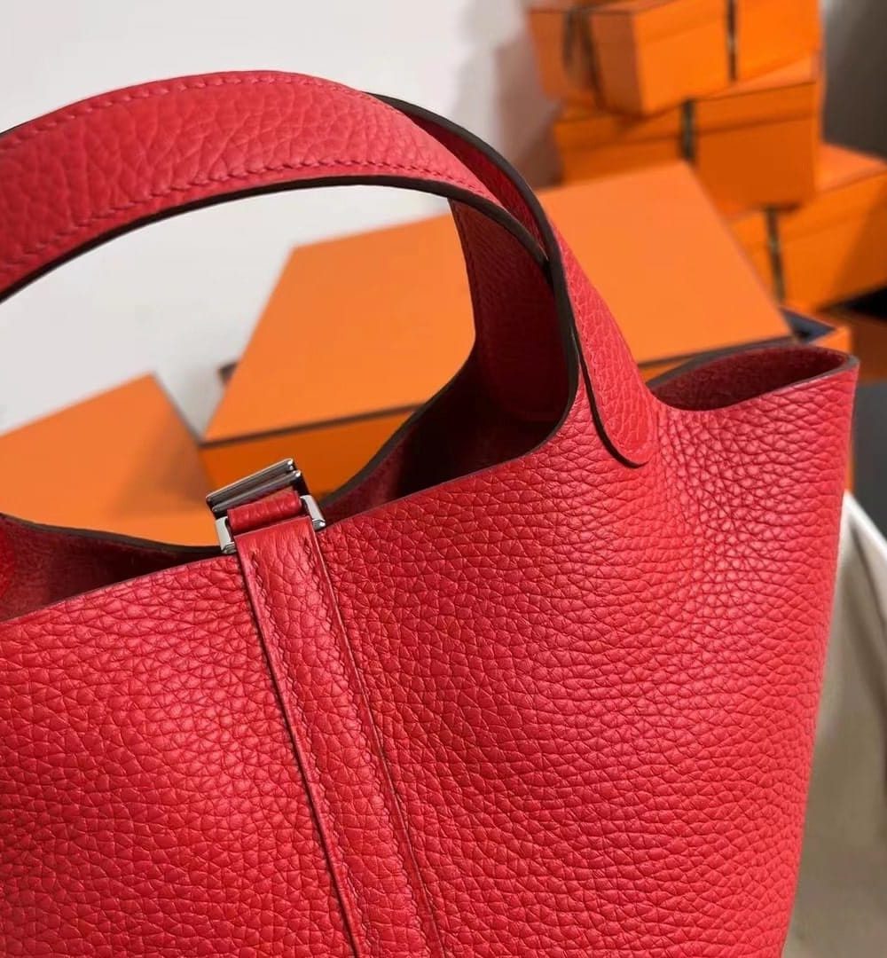 1:1 Replica Hermes Picotin Lock 18 Lime Clemence Yellow/Green/Red/Blue/Light Green/Light Purple/Pink For Women 19cm / 7.5in