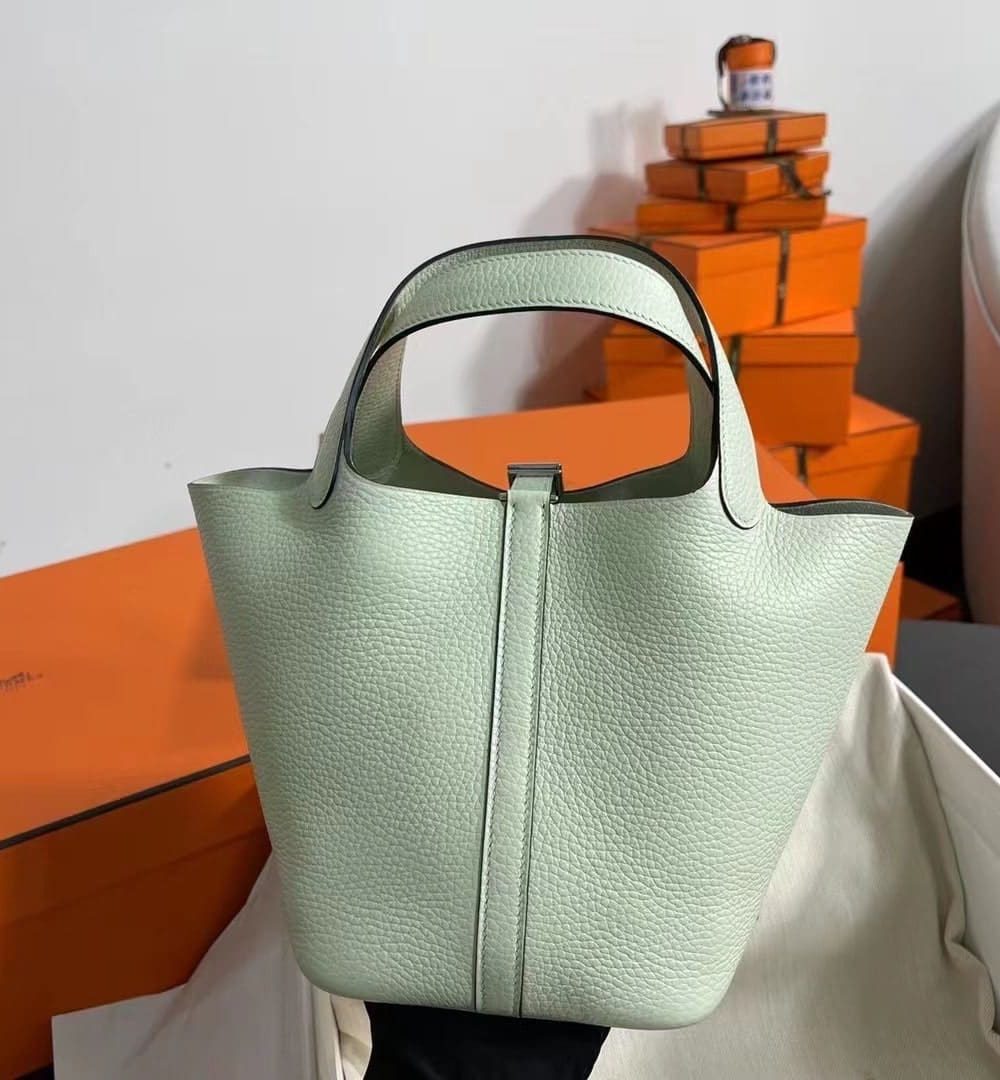 1:1 Replica Hermes Picotin Lock 18 Lime Clemence Yellow/Green/Red/Blue/Light Green/Light Purple/Pink For Women 19cm / 7.5in