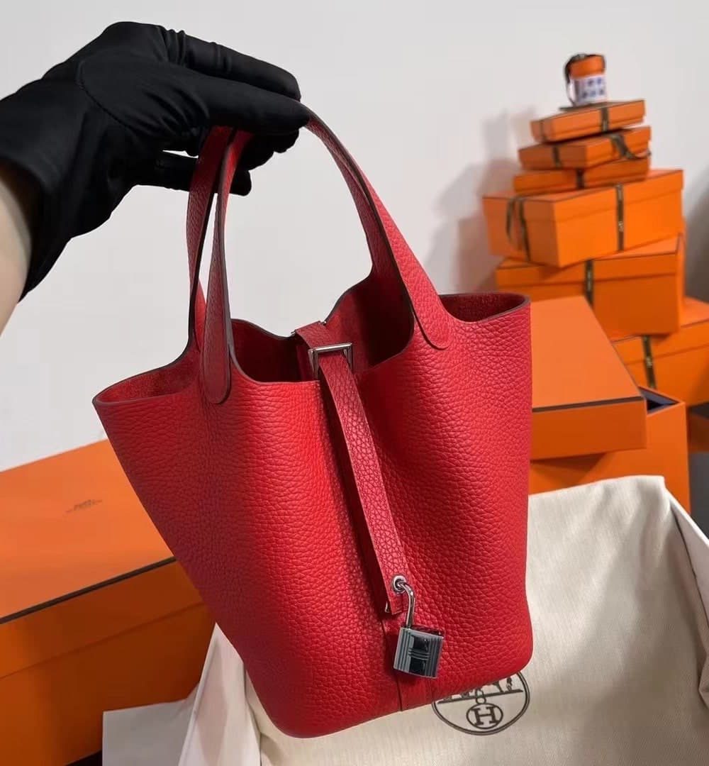 1:1 Replica Hermes Picotin Lock 18 Lime Clemence Yellow/Green/Red/Blue/Light Green/Light Purple/Pink For Women 19cm / 7.5in