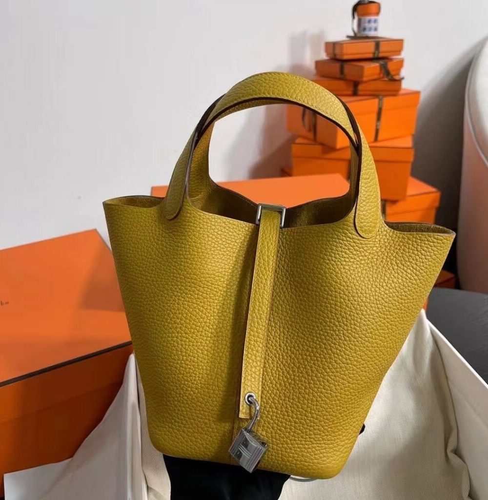 1:1 Replica Hermes Picotin Lock 18 Lime Clemence Yellow/Green/Red/Blue/Light Green/Light Purple/Pink For Women 19cm / 7.5in