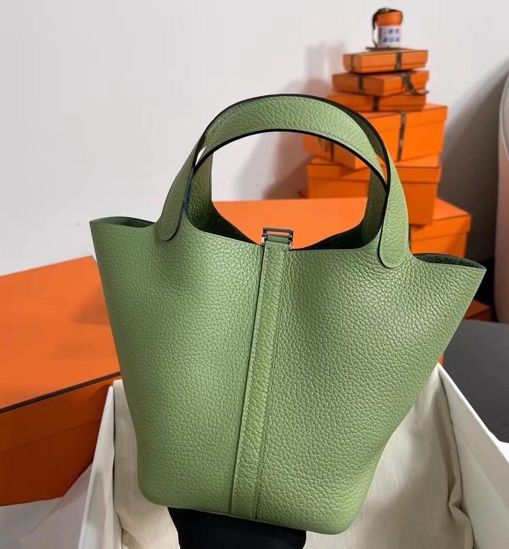 1:1 Replica Hermes Picotin Lock 18 Lime Clemence Yellow/Green/Red/Blue/Light Green/Light Purple/Pink For Women 19cm / 7.5in