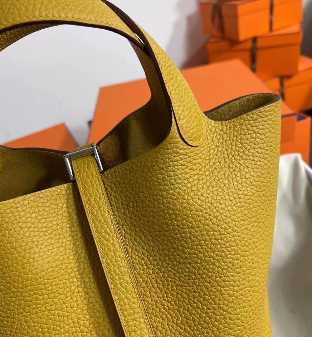 1:1 Replica Hermes Picotin Lock 18 Lime Clemence Yellow/Green/Red/Blue/Light Green/Light Purple/Pink For Women 19cm / 7.5in