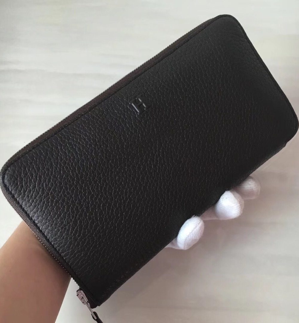 1:1 Replica Hermes Silk'In Classique Long Wallet 20cm /7.9in Silver Toned Hardware For Women Black