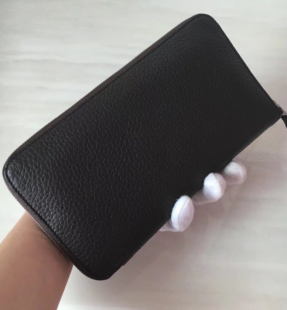 1:1 Replica Hermes Silk'In Classique Long Wallet 20cm /7.9in Silver Toned Hardware For Women Black