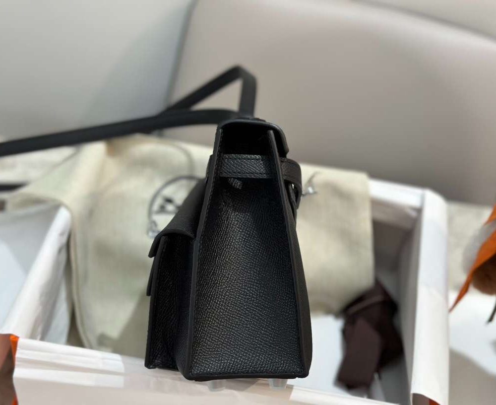 1:1 Replica Hermes Swift Kelly Pochette Black For Women 11.4in/29cm