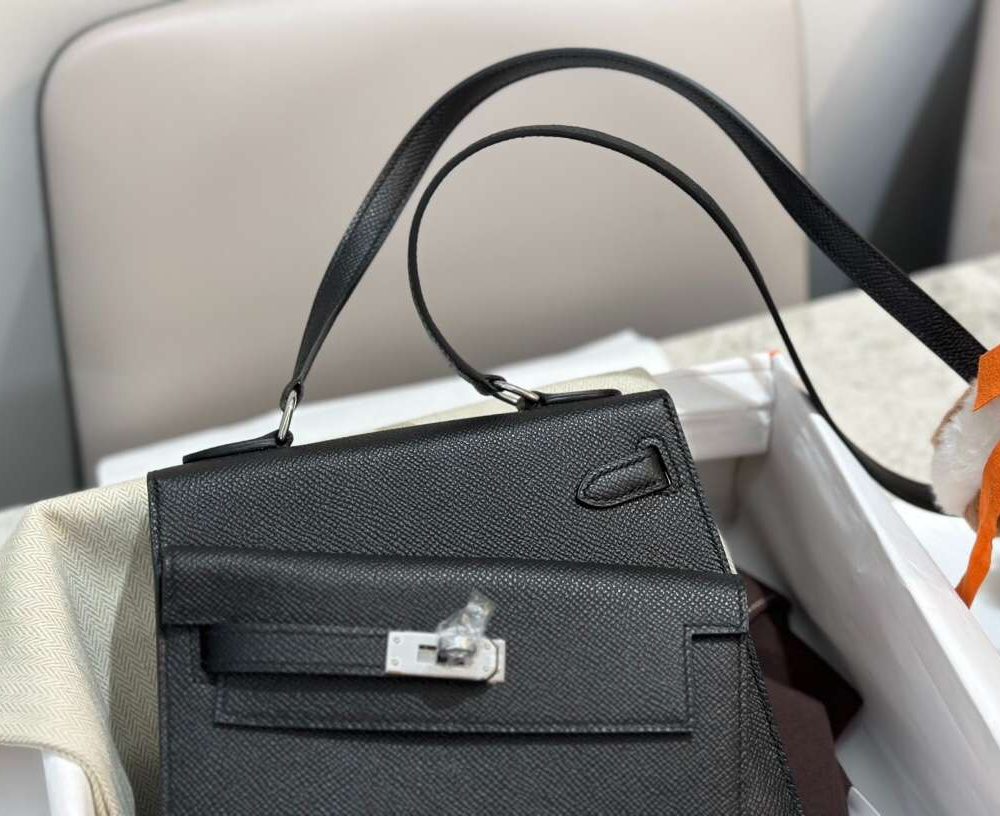 1:1 Replica Hermes Swift Kelly Pochette Black For Women 11.4in/29cm